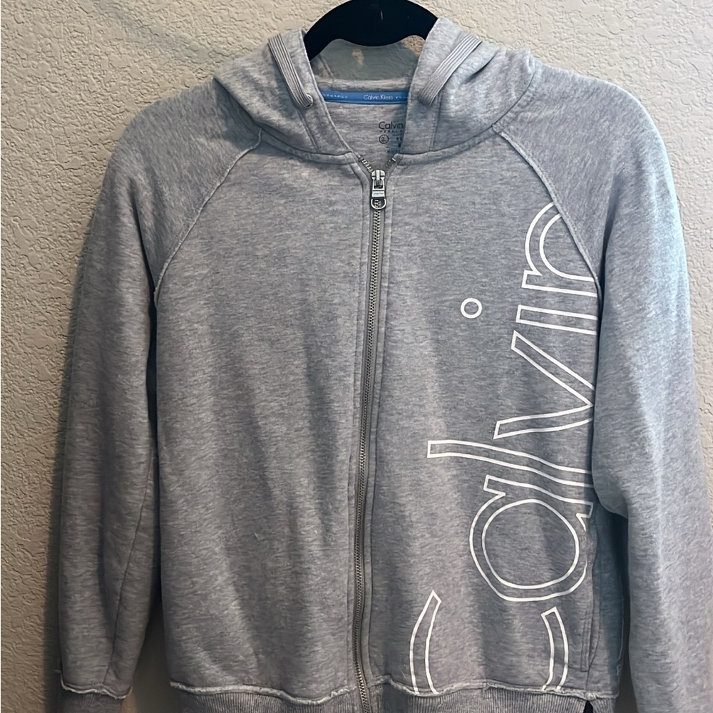 Calvin Klein women’s Light Gray Zip-Up Hoodie